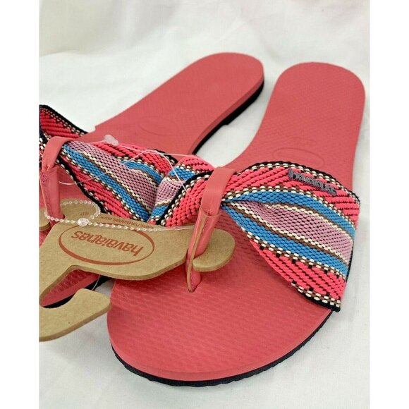Havaianas Women Slipper Sandal Pink Porcelain St.Tropez Fita Size 9 10 New - Picture 2 of 5